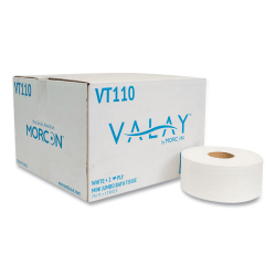 Morcon Tissue Valay® Mini Jumbo Bath Tissue, Septic Safe, 2-Ply, White, 750 ft, 12 Rolls/Carton
