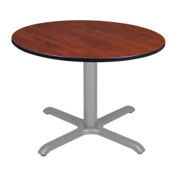 Regency Cain Round X-Base Breakroom Table, 29"H x 48"W x 48"D, Cherry/Gray