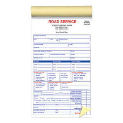 Custom Pre-Formatted 2-Part Business Forms, Road Service Book, 5 1/2" x 8 1/2", White/Canary, 50 Sets Per Book, Box Of 10 Books