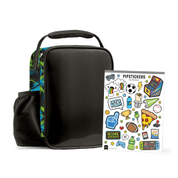 Fit & Fresh Pipstickers by Pipsticks DIY Ellis Lunch Bag, 10-1/2"H x 8"W x 4"D, Black Neon Splash