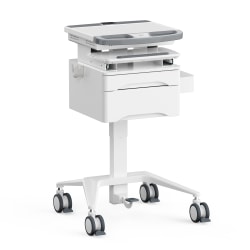 Mount-It! Medhub Mobile Workstation With Drawers, 31-1/2"H x 25-5/8"W x 21-3/4"D, White/Gray