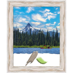 Amanti Art Rectangular Wood Picture Frame, 27" x 33", Matted For 22" x 28", Alexandria White Wash