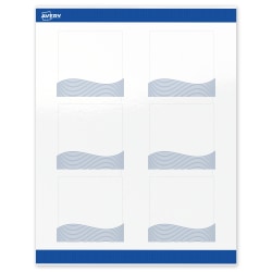 Avery® Printable Labels With Sure Feed® Technology, S00-EV8, Square, 3" x 3", Glossy White With Preprinted Blue Waves Design, Pack Of 60