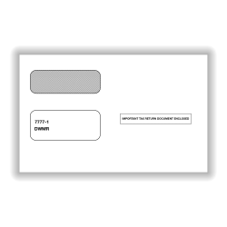 ComplyRight™ Double-Window Envelopes For 2-Up 1099 and W-2G Tax Forms, Moisture-Seal, White, Pack Of 100 Envelopes