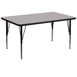 Flash Furniture 72"W Rectangular Thermal Laminate Activity Table With Short Height-Adjustable Legs, Gray