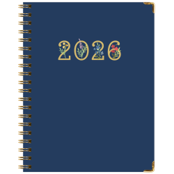 2025-2026 Global Excello Brands Hardcover Fashion Weekly/Monthly Planner, 8-1/2" x 11", Navy Gold Numbers, November 2025 To December 2026