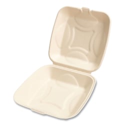 Boardwalk® Bagasse PFAS-Free Food Containers, 1-Compartment, 1-15/16"H x 9"W x 9"D, Tan, 100 Containers Per Sleeve, Carton Of 2 Sleeves