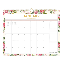 2026 Blue Sky Day Designer Monthly Wall Calendar, 15" x 12", London Rose, January To December, 155620