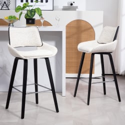 Glamour Home Bea Fabric Barstool With Back, White/Black