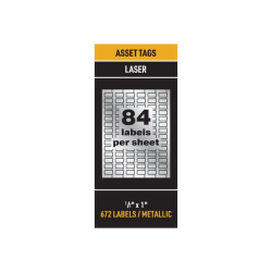 Avery® PermaTrack Metallic Asset Tag Labels, 1/2" x 1" , Silver, 84 Per Sheet, Pack Of 8 Sheets