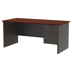 WorkPro® 66"W Modular Right Pedestal Desk, Charcoal/Mahogany