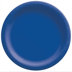 Amscan Go Brightly Solid Dessert Paper Plates, 6-3/4", Royal Blue, Pack Of 16 Plates