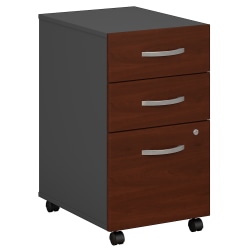 Bush Business Furniture Components 21"D Vertical 3-Drawer Mobile File Cabinet, Hansen Cherry/Graphite Gray, Standard Delivery - Partially Assembled