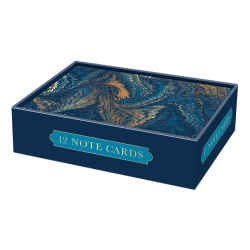 Punch Studio Decorative Note Cards With Envelopes, 3-1/2" x 5", Navy Marble, Pack Of 12 Cards