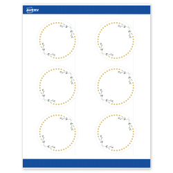 Avery® Print-To-The-Edge Labels With Sure Feed® Technology, S00-DN4-PRWMP10, Round, 3", Matte White, Preprinted Green Florals with Gold Dots Design, Pack Of 60