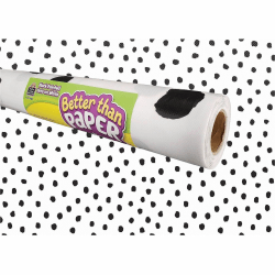 Teacher Created Resources Better Than Paper Board Roll - Bulletin Board, Classroom - 48" Width x 12 ft Length - Black Dots on White - 1 Roll