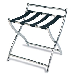 CSL Luxury Steel Luggage Racks, 22-1/2"H x 19-1/2"W x 18-1/2"D, Stainless/Black, Pack Of 6 Racks