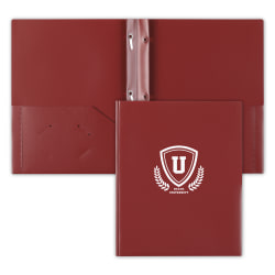 Custom 1-Color Heavy Satin Poly 3-Prong 2-Pocket Presentation Folders, Assorted Colors, 9-3/8" X 11-3/8", Box Of 60