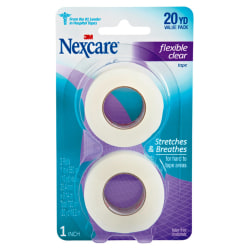 3M™ Nexcare™ Flexible Clear First Aid Tape, 1" x 20 Yd., 2 Rolls