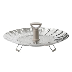 Martha Stewart Richburn Stainless Steel Telescopic Folding Steamer Insert With Handle, Silver/Taupe
