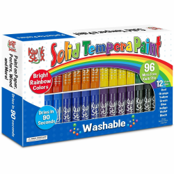 Kwik Stix Kwik Stix Tempera Paint/Paper Set - Stick - Red, Orange, Yellow, Green, Light Blue, Dark Blue, Purple, Black - Washable - 96/Set - 1 Each