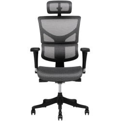X-Chair X1 Ergonomic Mesh High-Back Task Chair With Headrest, Gray