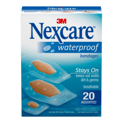 3M™ Nexcare™ Waterproof Bandages, Assorted Sizes, Box Of 20