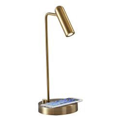 Adesso® Kaye AdessoCharge LED Desk Lamp, 16-1/2"H, Brass Shade/Brass Base