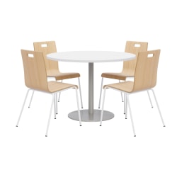 KFI Studios Proof Dining Table Set With Jive Dining Chairs, Natural/Silver/White