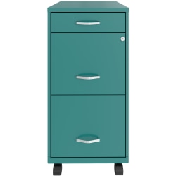Realspace® SOHO Organizer 18"D Vertical 3-Drawer Mobile File Cabinet, Teal