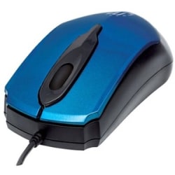 Manhattan Edge USB Wired Mouse, Blue, 1000dpi, USB-A, Optical, Compact, Three Button with Scroll Wheel, Low friction base, Three Year Warranty, Blister - Optical - Cable - Black, Blue - USB - 1000 dpi - Scroll Wheel - 3 Button(s) - Symmetrical