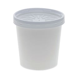Pactiv Evergreen Paper Round Food Containers With Lids, 16 Oz, White, Carton Of 250 Containers