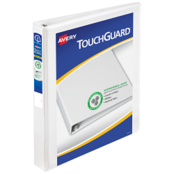 Avery TouchGuard® Protection View 3 Ring Binder, 1" Slant Rings, White With Clear View Cover, 1 Binder