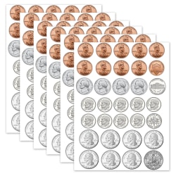 Ashley Math Die-Cut Money Magnets, U.S. Coins, Pack Of 33 Magnets, Set Of 6 Packs