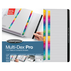 Wilson Jones® MultiDex® Pro Dividers, 1-31 Tab Index, Multicolor Tabs