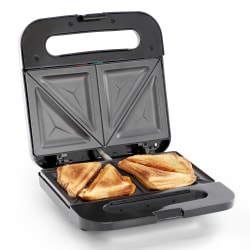 MegaChef Electric Nonstick Square Panini Press Grill And Sandwich Maker, 3-1/2"H x 9-3/16"W x 9"D, Silver/Black