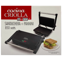 Cocina Criolla Small Panini Maker, 9"H x 3-1/2"W x 9"D, White