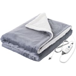 Pure Enrichment PureRelief Plush Heated Throw Blanket, 50" x 60", Charcoal Gray