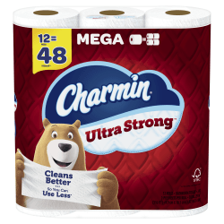 Charmin Ultra Strong Toilet Paper Mega Rolls, 4" x 4", 242 Sheets Per Roll, Pack Of 12 Rolls