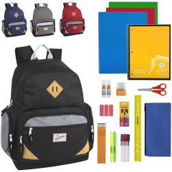 Trailmaker Backpacks With 30-Piece School Supply Set, Assorted Colors, Set Of 12 Backpacks
