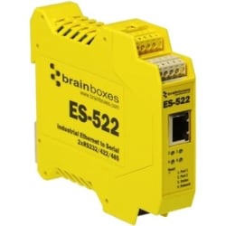Brainboxes Industrial Ethernet to Serial 2xRS232/422/485 - DIN Rail Mountable - TAA Compliant