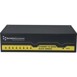 Brainboxes 8 Port RS232 Ethernet to Serial Adapter - DIN Rail Mountable, Wall-mountable - TAA Compliant