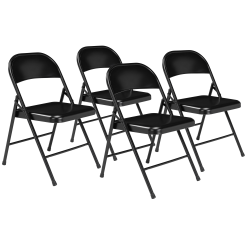 National Public Seating Commercialine 900 Series Steel Folding Chairs, Black, Set Of 4 Chairs
