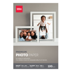 Office Depot® Brand Premium Photo Paper, Glossy, 4" x 6", 9 Mil, Pack Of 100 Sheets