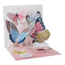 Up With Paper Everyday Pop-Up Greeting Card, 5-1/4" x 5-1/4", Watercolor Butterflies