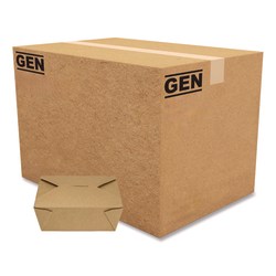 GEN Reclosable Paper Kraft Take-Out Boxes, 48 Oz, 2-7/16"H x 5-5/8"W x 6-15/16"D, Brown, Pack Of 300 Boxes