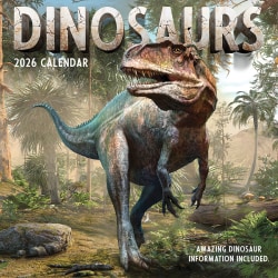 2026 TF Publishing Art & Design Monthly Wall Calendar, 12" x 12", Dinosaurs, January To December