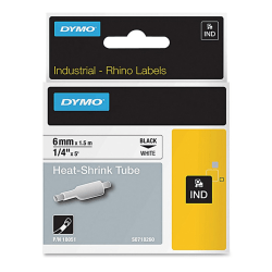 Dymo Rhino Heat Shrink Tube Labels - 1/4" Width x 60" Length - Thermal Transfer - White - Polyolefin - 1 Each