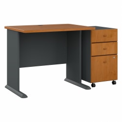 Bush Business Furniture Office Advantage 36"W Computer Desk With Mobile File Cabinet, Natural Cherry/Slate, Standard Delivery