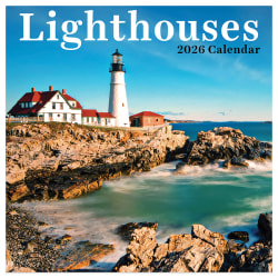 2026 TF Publishing Scenic Monthly Mini Wall Calendar, 7" x 7", Lighthouses, January To December
